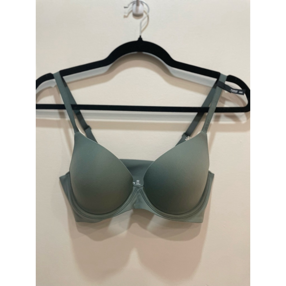 AERIE Smoothez Plunge Pull On Push Up Underwire Bra Green 32C Seamless
